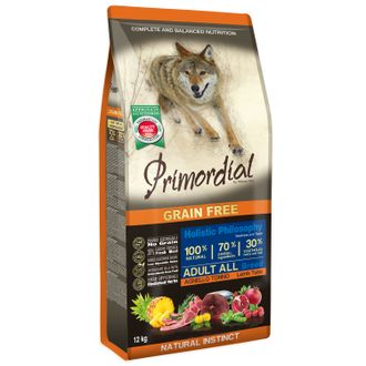 Primordial Grain Free Adult Lamb & Tuna беззерновой рацион с ягнёнком и тунцом для взрослых собак всех пород 12 кг