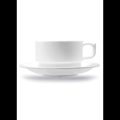 Чашка с блюдцем 200 мл, D 83 мм, H 55 мм, поликарбонат, белый, штабелируемые