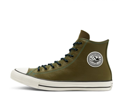 Кеды Converse Chuck Taylor All Star хаки кожаные высокие