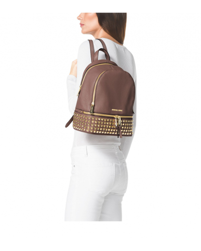 Рюкзак Michael Kors Rhea (коричневый с золотыми заклепками)