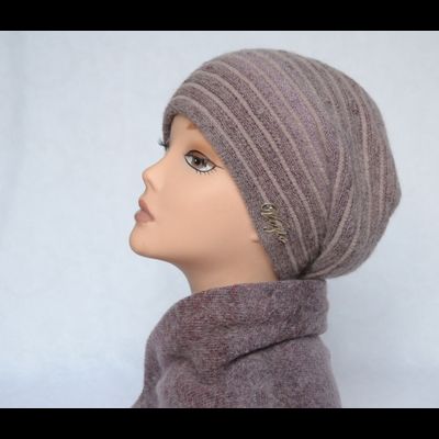 Сиреневый берет в полоску и шарф Vizio Италия 5302 фото