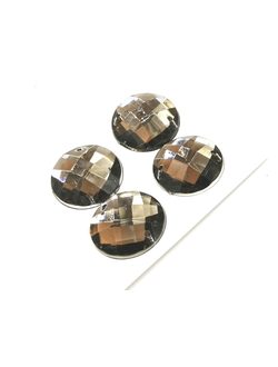 Стразы акриловые пришивные круглые 20 мм, цвет серый