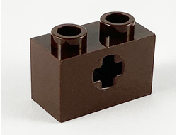 Technic, Brick 1 x 2 with Axle Hole, Dark Brown (32064 / 6272144)