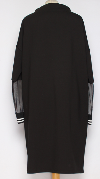 ПЛАТЬЕ ТРИКОТАЖНОЕ "РУКАВ СЕТКА" черное р.50,52,56