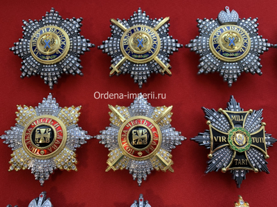 Коллекция звезд орденов Российской Империи со стразами, 24 штуки без повторов! Копии LUX!