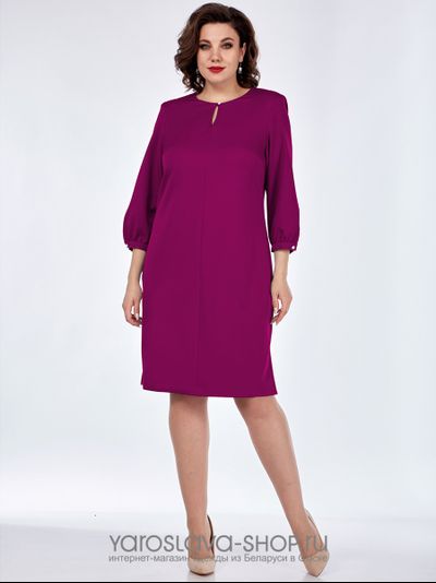 Модель: 2566-1. Платье прямого силуэта малинового цвета.