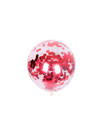Прозрачный воздушный шар с красным круглым конфетти