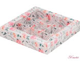 Коробка Розы на 9 конфет с пластиковой крышкой