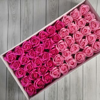 МИКС Розы из мыла 50 шт "Корея" Ярко-малиновый - Розовый