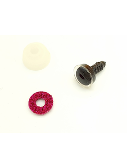Глаза трапецевидные глиттерные 12 мм, малиновые