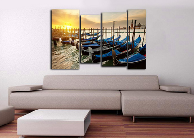 Модульная картина "Гондальеры на пристани"