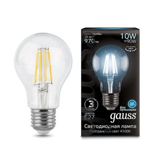 Лампа светодиодная Gauss LED Filament A60 E27 10Вт 970Лм 4100К (102802210)