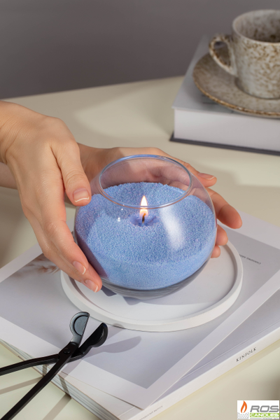 Насыпная свеча "Шар" 12*10 см, цвет "Голубой"