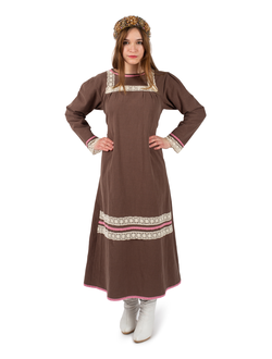 Платье "Осинка" из крапивы - кофе