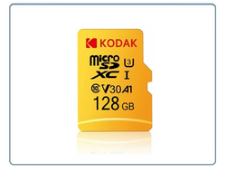 Карта памяти Kodak Micro SD, класс 10, UHS-1 U3 V30 A1 на 128 ГБ, чтение 100 МБ/с, запись данных 30 МБ/с, + переходник SD