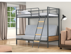 Двухъярусная кровать-диван Дакар 2 Серый ящики дуб крафт табак фото