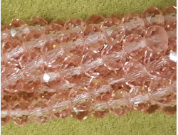 Бусины стеклянные"Рондели" 8х6 мм нить 70 шт цвет №20 розовый