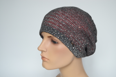 Берет серый с красным женский Vizio Италия 7079 фото