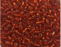 Бисер Китайский №6-25 красный с посеребренным отверстием, 50 грамм