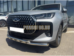 Защита переднего бампера двойная с перемычками Папа Тюнинг d60/42 для Chery Tiggo 7L 2025-