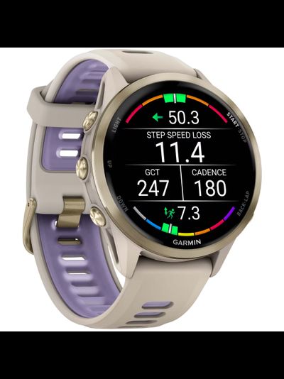 Часы Garmin Forerunner 970 Soft Gold Titanium French Grey / Translucent Indigo