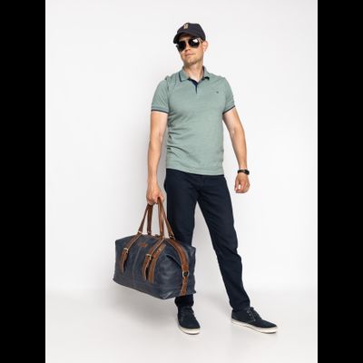 Кожаная дорожная сумка Campora Premium dark blue (арт. 
4019-54)