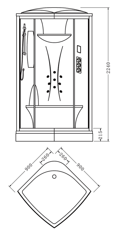 Душевая кабина ASANAS AS-2002 (900*900*2240)