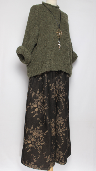 ДЖЕМПЕР КОРОТКИЙ "КИМОНО БУКЛЕ СТОЙКА" хаки до р.52