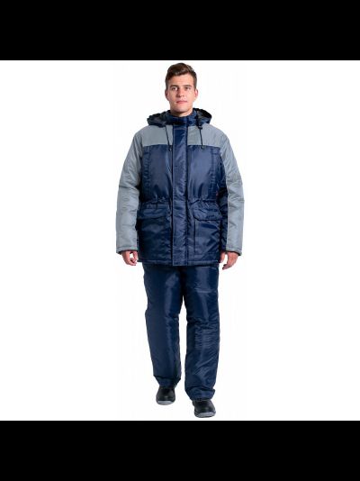 Костюм зимний Балтика (тк.Оксфорд) п/к, т.синий/серый
