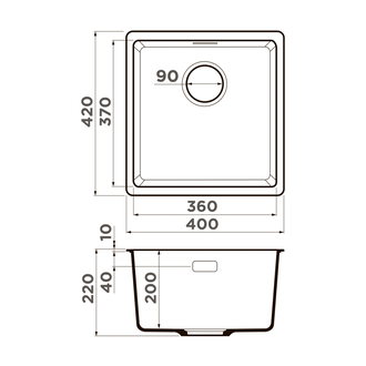 МОЙКА OMOIKIRI KATA 40-U-BL