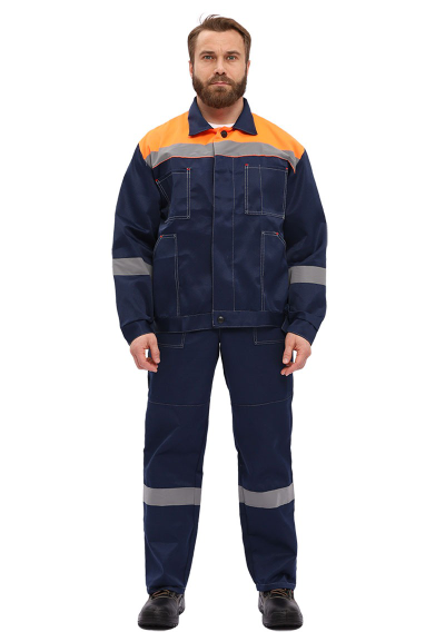 Костюм "ЛЕГИОН" куртка/полукомб. Т.СИНИЙ/ОРАНЖЕВЫЙ