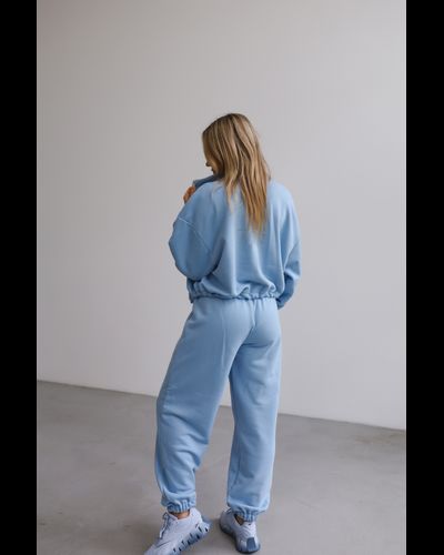 Куртка на молнии хлопковый велюр  (небесный)