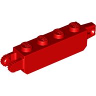 Hinge Brick 1 x 4 Locking with 1 Finger Vertical End and 2 Fingers Vertical End, 9 Teeth, Red (30387 / 4144570)