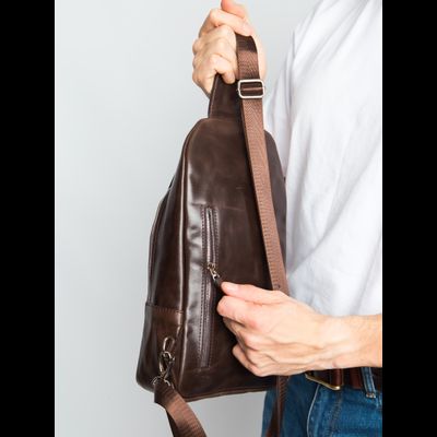 Кожаный кросс-боди рюкзак Crespino brown (арт. 
3106-52)