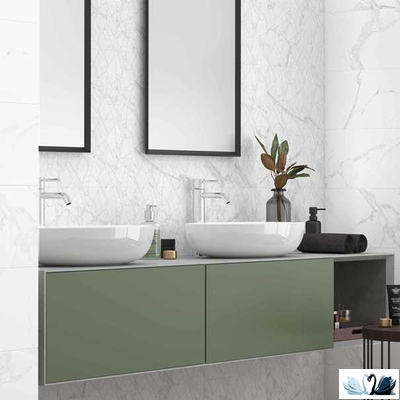 Плитка настенная Creto Purity Scales белый 25х40 см, матовая под мрамор с вторым узорным рисунком