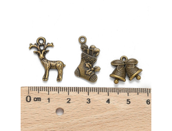 ПОДВЕСКА В ТИБЕТСКОМ СТИЛЕ "САПОЖОК С ПОДАРКАМИ" - 21*15мм - АНТИЧНАЯ БРОНЗА