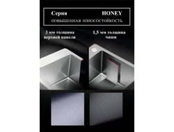 Мойка из нержавеющей стали подстольного монтажа 49х44 PREMIUM HONEY  ГРАФИТ  Amalet **
