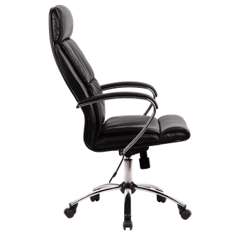 Кресло для руководителя из натуральной кожи LUX15 Черный + Хромированное пятилучие