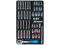 Набор торцевых головок 1/4" с принадлежностями, ложемент, 48 предметов KING TONY 9-2548CR