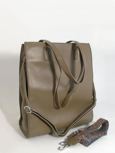 (АРТИКУЛ: 10119/1/5) СУМКА ЖЕНСКАЯ, БОЛЬШАЯ, НАТУРАЛЬНАЯ КОЖА, ЦВЕТ МЕЖДУ БЕЖЕВЫМ И ОЛИВКОВЫМ, РУЧКИ ЧЕРЕЗ ПЛЕЧО