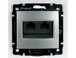 Legrand 770231, Valena Розетка интернет двойная RJ45, 8 контактов, категории 5e, алюминий