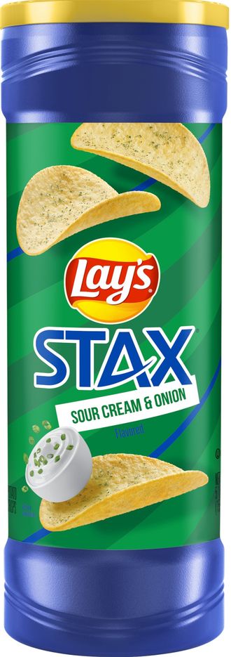 Чипсы Lays Stax Сметана и лук  в тубе 155,9гр (11 шт)