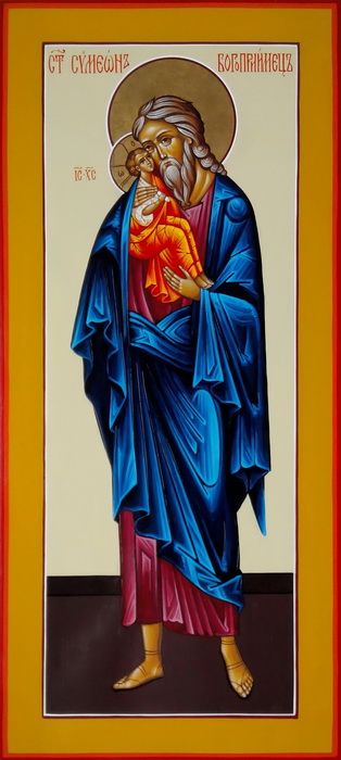 Симеон (Семен) Богоприимец, Святой Праведный. Рукописная мерная икона.