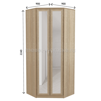 Шкаф Фиери угловой с зеркалом