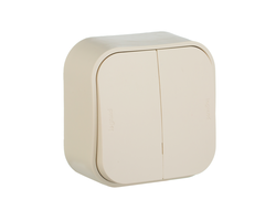 Legrand 782232 Quteo, Выключатель двухклавишный, 10А, IP20, слоновая кость