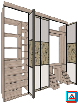 Шкаф встроенный - стенка с дверями "скользящая волна"