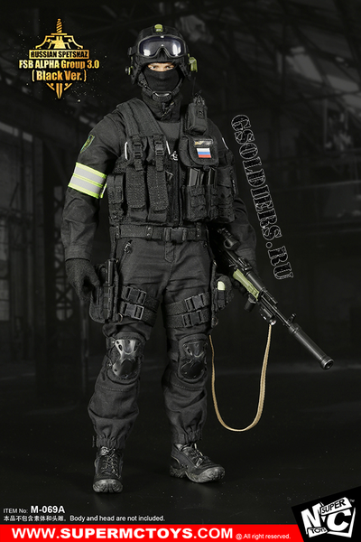 Спецназ "Альфа" - КОМПЛЕКТ ЭКИПИРОВКИ 1/6 Russian Spetsnaz - FSB Alfa Group 3.0 Black Ver. (M-069 A) - SUPER MC TOYS (БЕЗ ТЕЛА И ГОЛОВЫ)