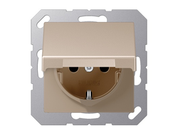 Jung A1520BFKLCH Розетка немецкий стандарт, автозажим, крышка, шампань