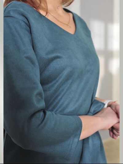 Джемпер 363-1024 / Юбка 357-1024 зеленый ЗАМША