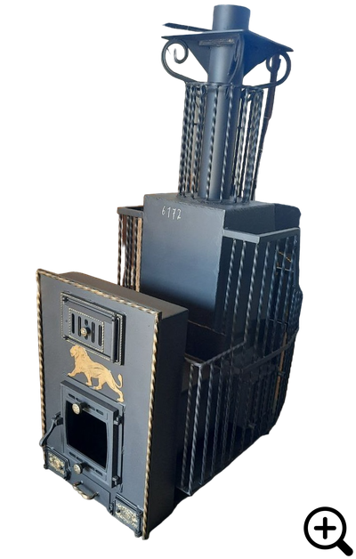 Дровяная банная печь АНГАРА-34, камин-конвектор, дверца со стеклом (Без бака)